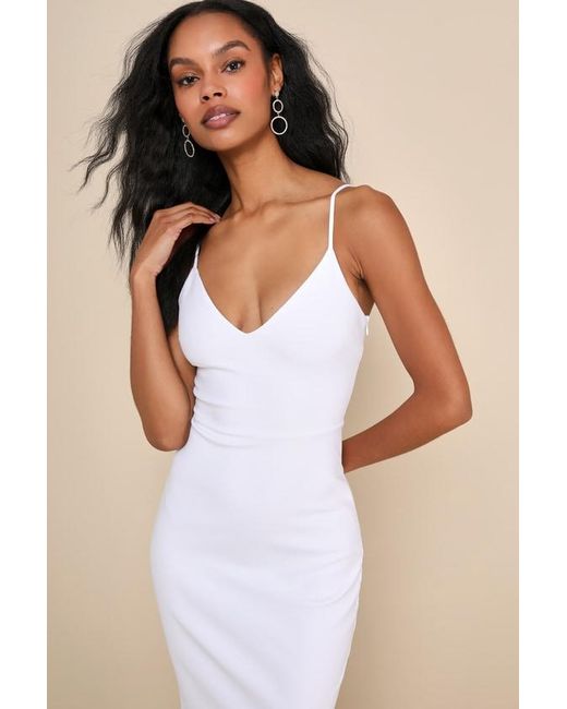 Lulus Natural Stun Like Me Bodycon Trumpet Hem Midi Dress