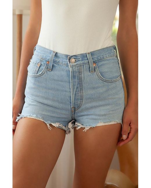 Levi's Blue 501 Light High-Rise Denim Cutoff Shorts