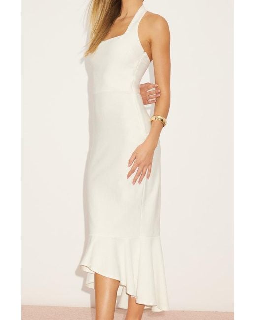 Lulus Natural Londa Halter Neck Trumpet Midi Dress