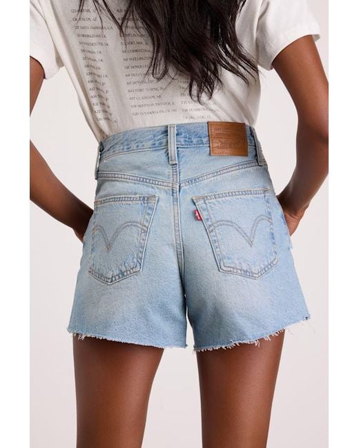 Levi's Blue Ribcage Light Wash Distressed High-Rise Denim Shorts