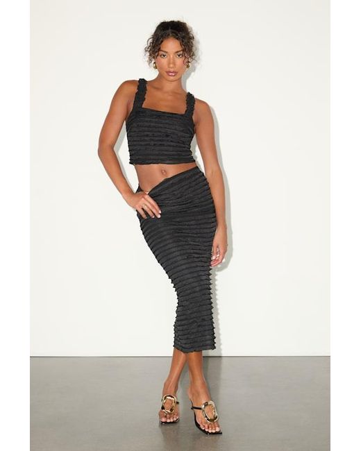 Lulus Black Arcelia Ruffled Crop Tank Top