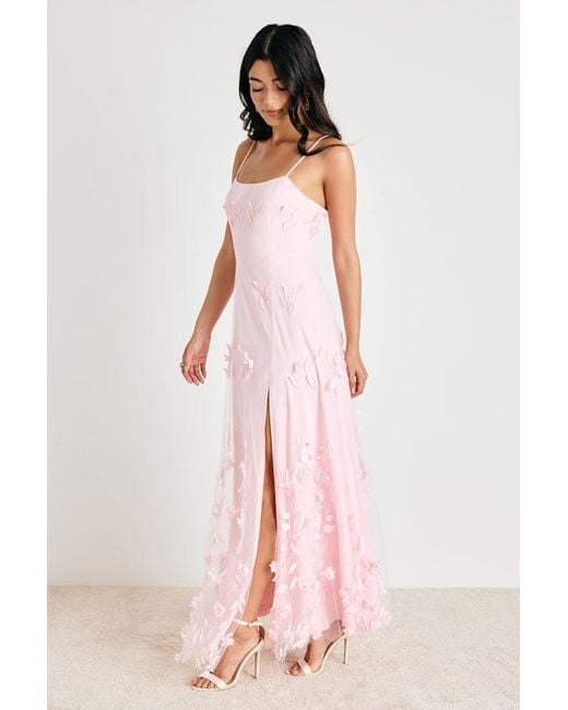 Lulus Pink Abundant Charm 3D Floral Applique Maxi Dress
