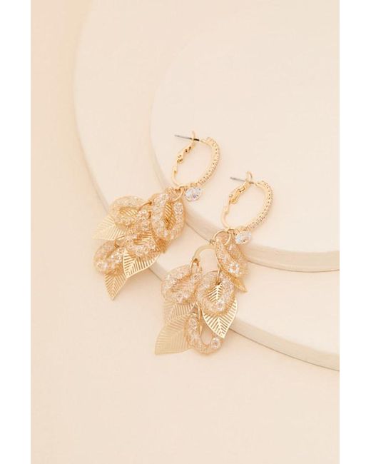 Lulus Blue Ellies Leaf Statement Earrings