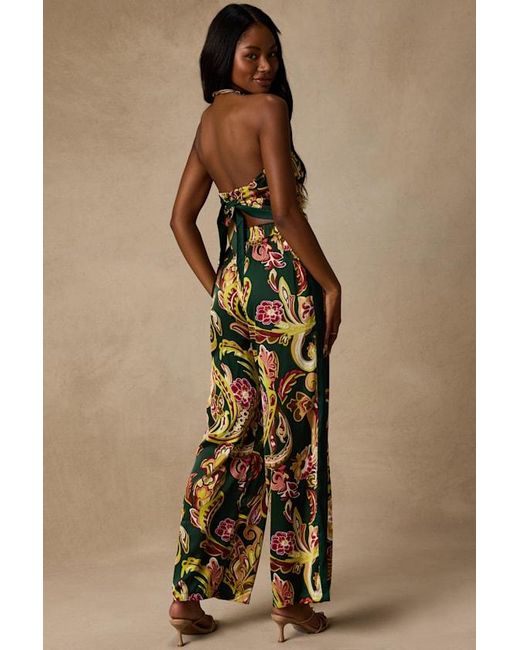 Lulus Green Marissa Boho Satin Tie-Back Two-Piece Jumpsuit