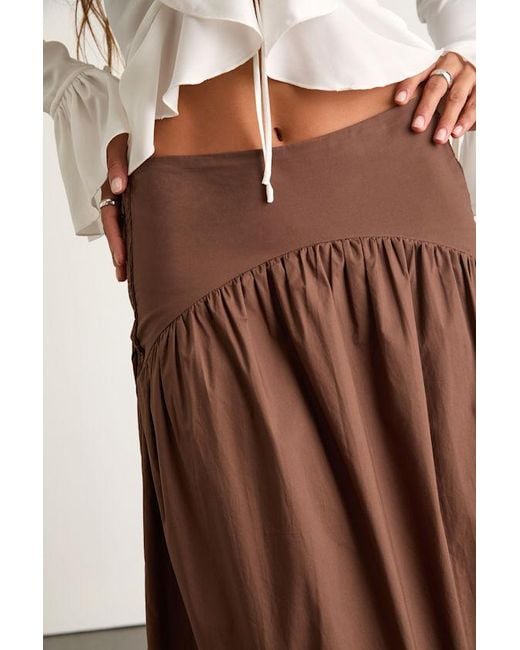 Lulus Brown Juniper Dark Cotton Mid-Rise Maxi Skirt