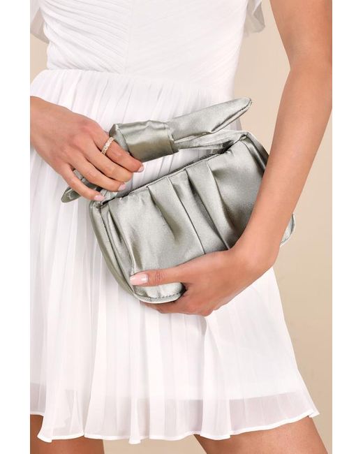 Lulus Natural Essential Style Satin Knot Handle Clutch Bag
