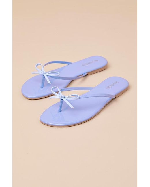 Seychelles Blue Wish List Patent Bow Thong Sandals