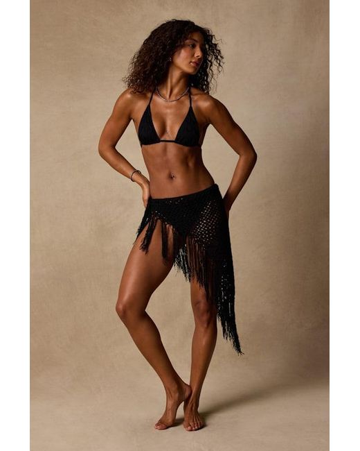Lulus Brown Ashore Crochet Fringe Swim Cover-Up Sarong