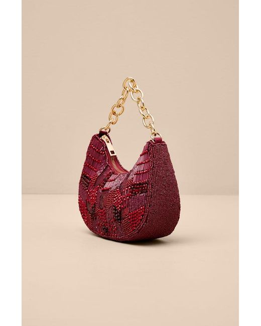 Lulus Black Mishti Beaded Chain Link Handle Clutch Bag