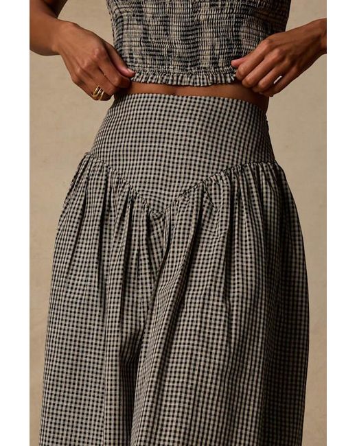 Daisy Street Brown Starling Gingham High-Rise Midi Skirt