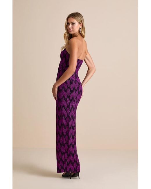 Lulus Pink Shimmering Rsvp Shiny Lurex Strapless Maxi Dress