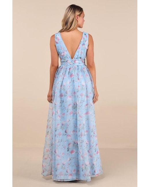 Lulus Garden Romance Floral Print Organza Maxi Dress in Black | Lyst UK