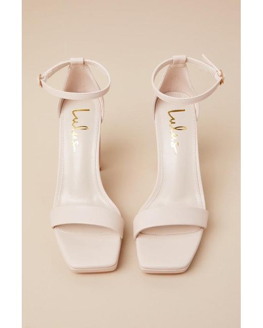 Lulus Natural Signie Square-Toe Platform Ankle Strap Heels