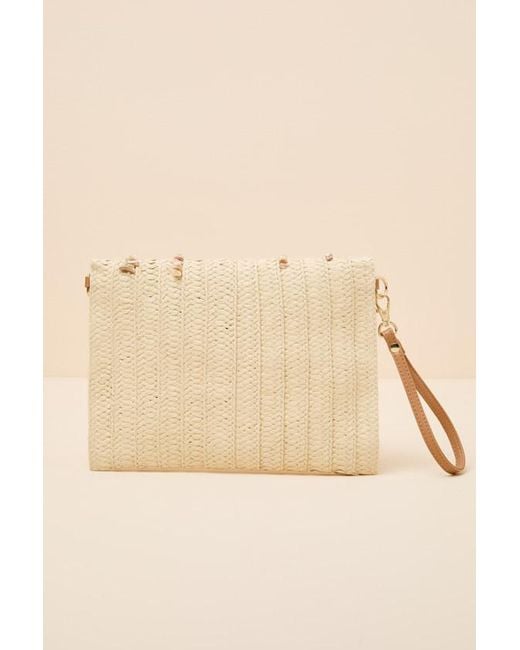 Lulus Natural Mala Raffia Beaded Clutch