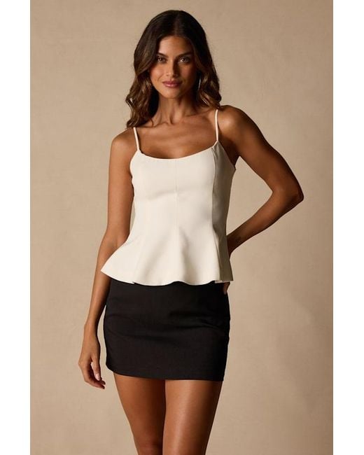 Lulus Black Sanvi Cream Peplum Cami Top
