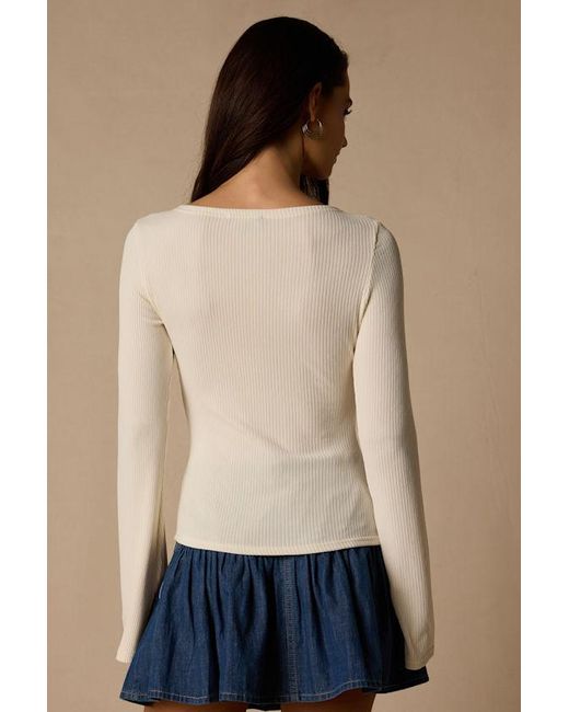 Lulus Blue Maelis Ribbed Knit Long Sleeve Boat Neck Top