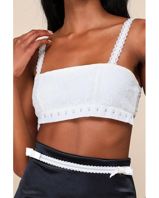 ZEMETA Brown Lacey Lace Tie-Back Bralette Top