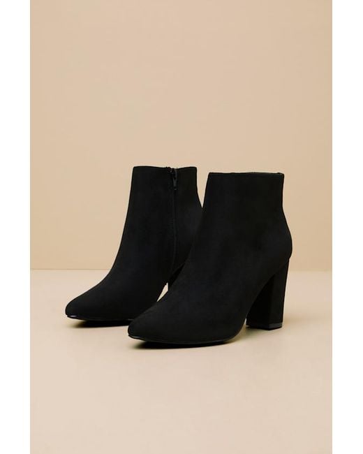 Lulus Black Ottava Suede High Heel Booties
