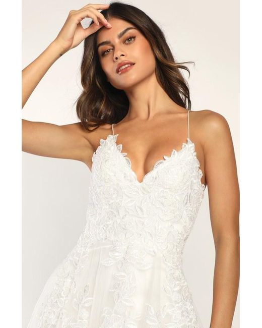 Lulus Natural Vow To Cherish Embroidered Lace-Up Tulle Maxi Dress