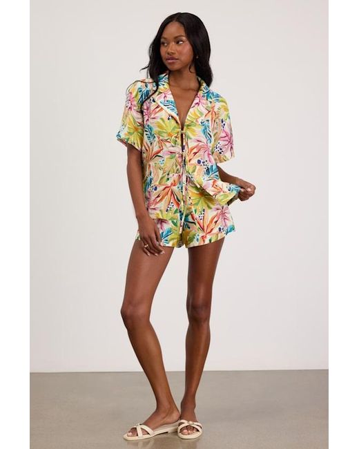 Lulus White Talise Multi Tropical Print High-Rise Shorts