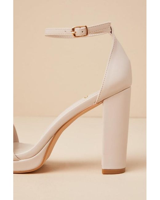 Lulus Natural Signie Square-Toe Platform Ankle Strap Heels