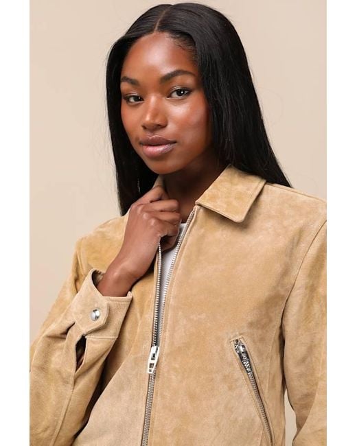 Blank NYC Brown Isidora Suede Leather Cropped Jacket