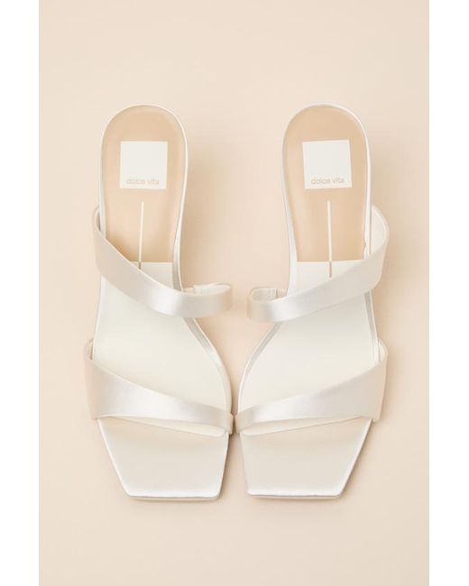 Dolce Vita Natural Icelyn Off Satin High Heel Slide Sandals
