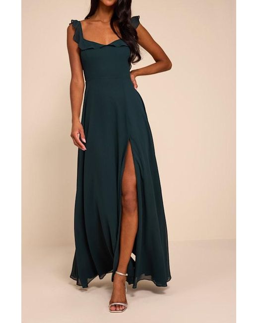 Lulus Blue Dreamy Admiration Ruffled Maxi Dress