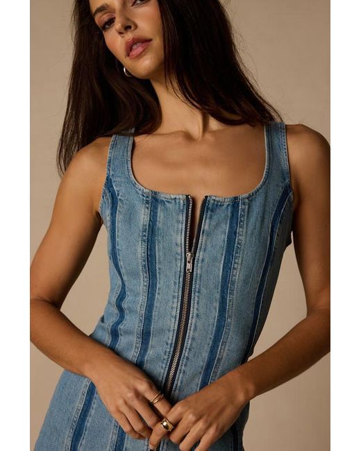 Levi's Blue Seamed Zip Medium Wash Denim Mini Dress