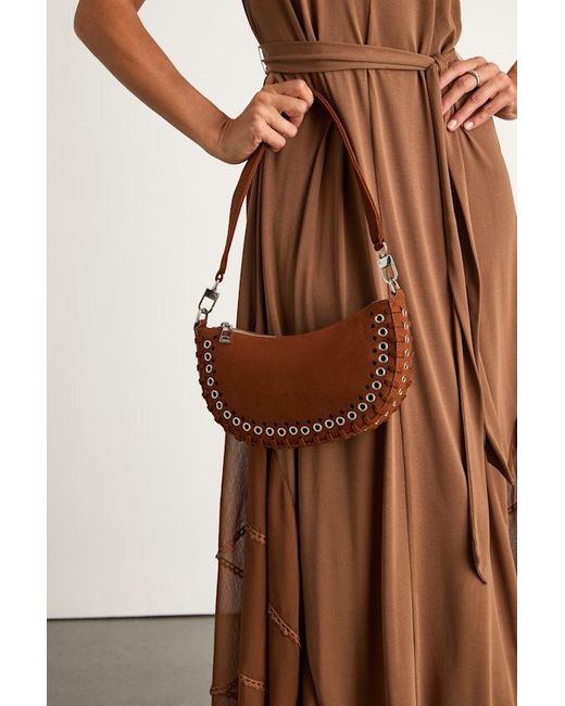 Lulus Brown Rachelle Suede Studded Shoulder Bag