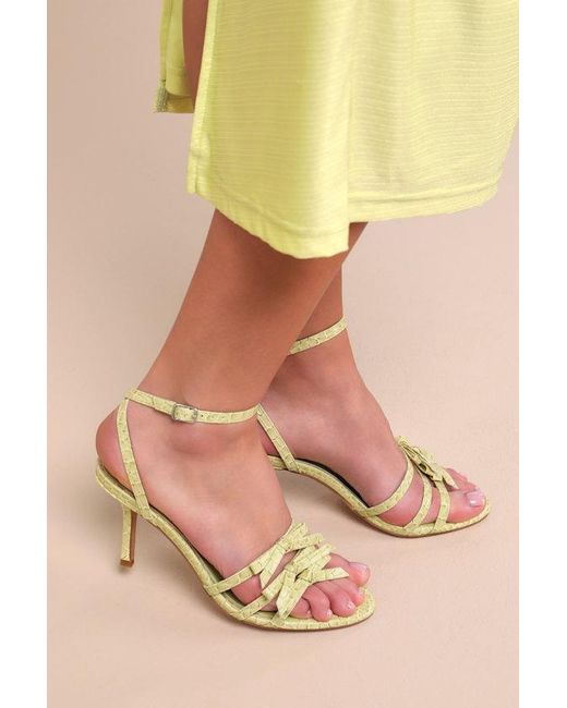 Lulus Natural Devereux Sorbet Croc-Embossed Bow High Heel Sandals