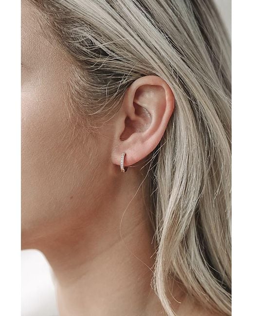 Lulus Brown Little Details Rhinestone Mini Hoop Earrings