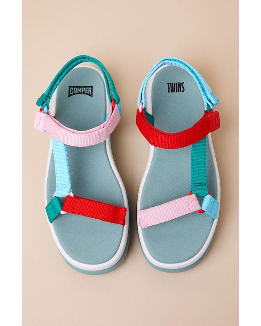 Camper Blue Twins Multi Strappy Flatform Sandals