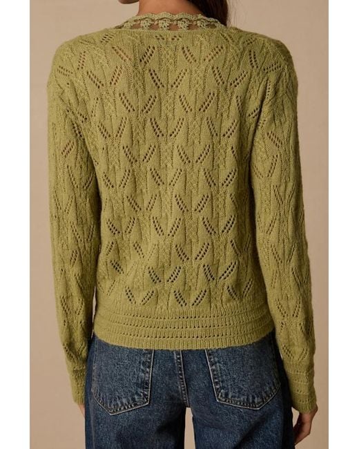 Lulus Green Buckley Lace Wrap Sweater Top