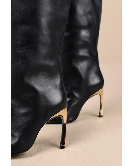 SCHUTZ SHOES Black Cate Curve Leather Knee-High Boots
