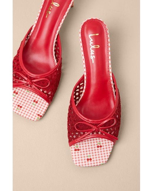 Lulus Brown Winola Gingham High Heel Slide Sandals