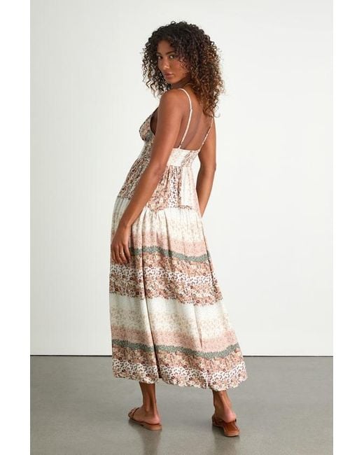 Lulus Natural Aralline Boho Floral Sleeveless Maxi Dress