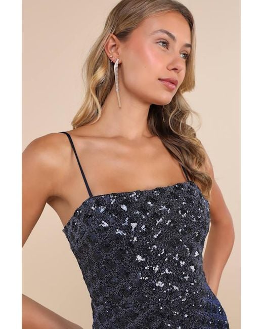 Lulus Blue Shimmering Vibes Lurex Sequin Lace-Up Mini Dress