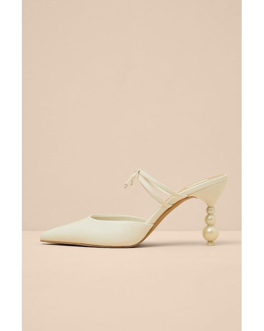Dolce Vita Natural Klaire True Leather Sculpted Pearl Heel Mule Pumps