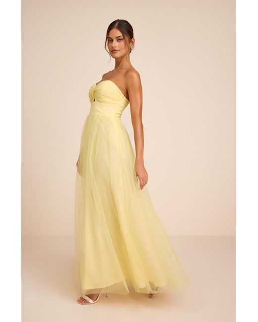 Lulus Yellow Lyssa Pale Tulle Strapless Cutout Maxi Dress