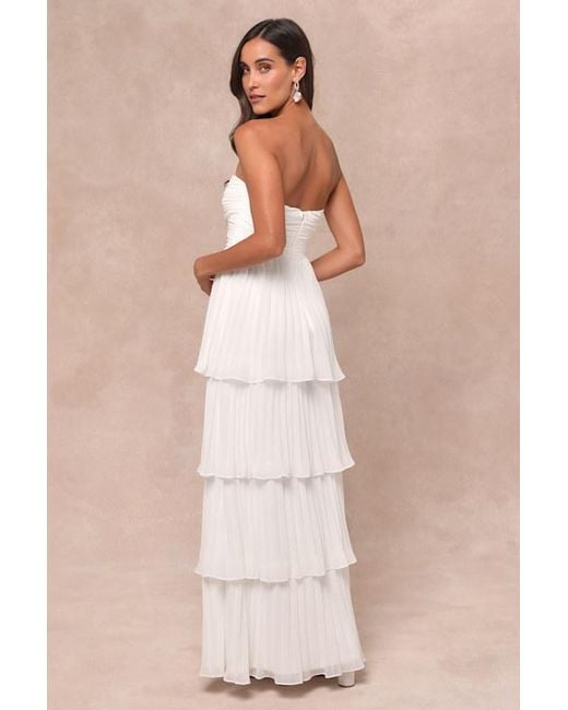 Lulus Natural Seriously Sensational Strapless Tiered Maxi Dress
