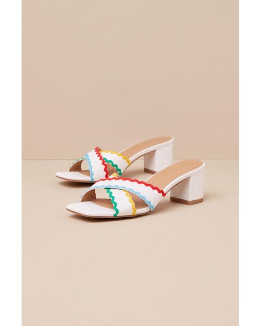 Matisse Natural Principessa Rick Rack Trim Low Heel Slide Sandals