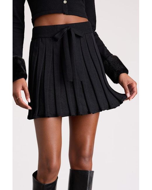 Lulus Black Layden Knit Pleated Mini Skirt
