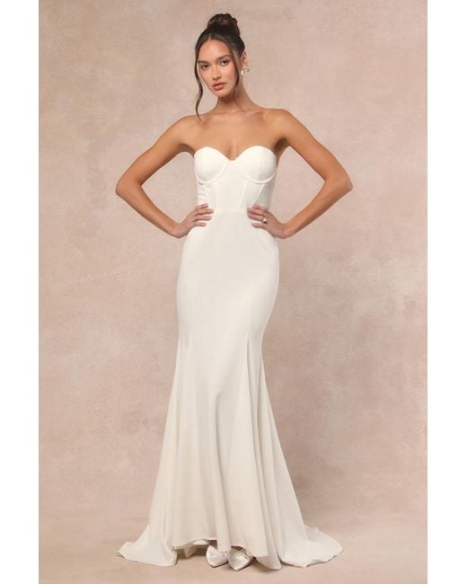 Lulus White Somerie Strapless Organza Overlay Maxi Dress