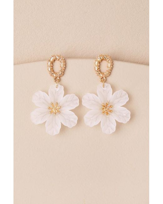 Lulus Black Edlyn Flower Statement Earrings
