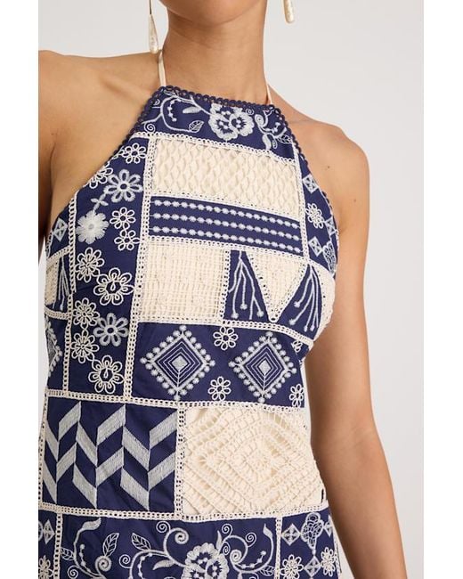 Lulus White Daisy And Cream Embroidered Halter Mini Dress