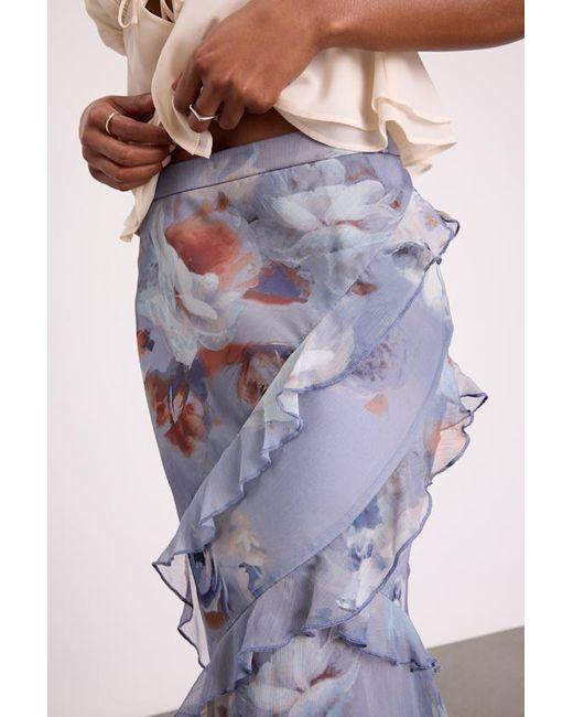Lulus Purple Breelyn Dusty Floral Ruffled Midi Skirt