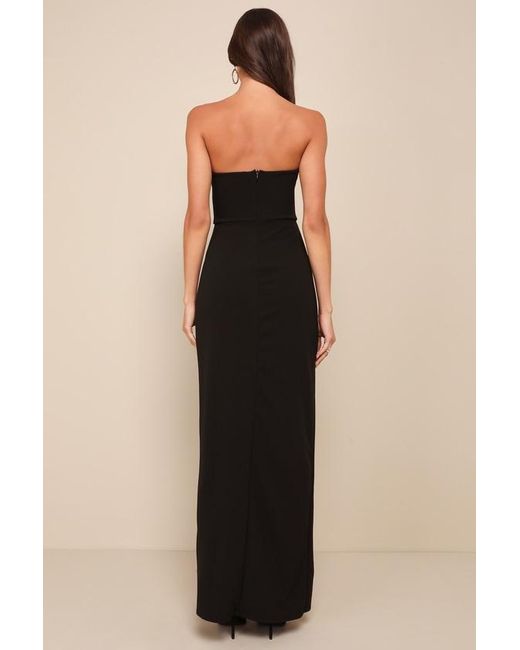Lulus Black Dedicated To Glamour Strapless Maxi Dress