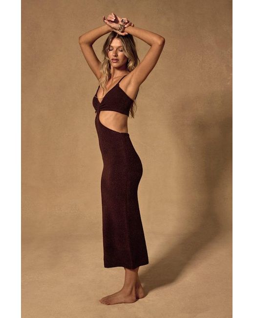 Lulus Natural The Way I Feel Dark Cutout Midi Sweater Dress