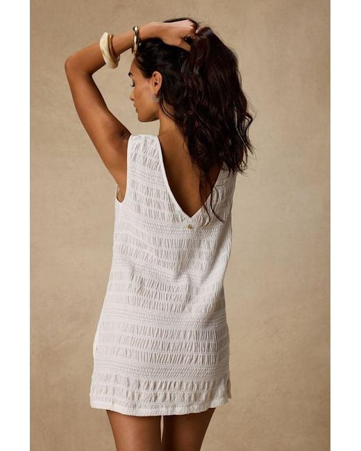 Rhythm Natural Sandy Cove Smocked Mini Dress